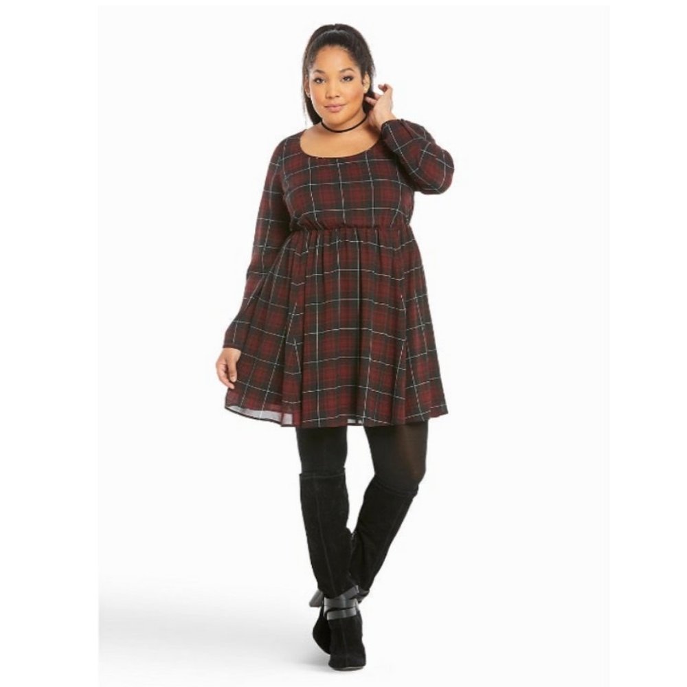 NWT TORRID RED PLAID CROSSBACK SKATER DRESS MIDI Size 2 2X - Picture 5 of 5